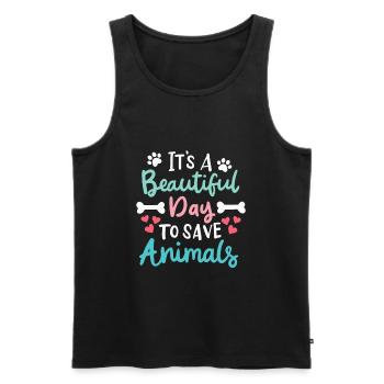 It’s A Beautiful Day To Save Animals Bien-être animal - Débardeur bio Premium Homme - noir - Devant - AI Model Male 178 light (178cm)