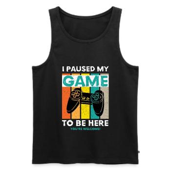 I Paused My Game To Be Here - Jeu de jeu Sort - Débardeur bio Premium Homme - noir - Devant - AI Model Male 178 light (178cm)