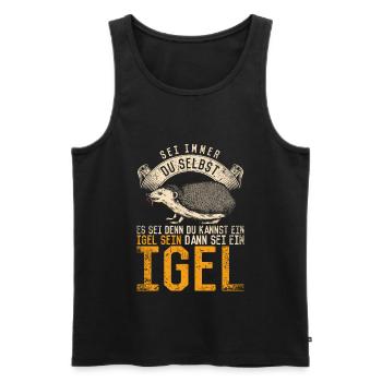 Vintage Igel Spruch - Männer Premium Bio Tank Top - Schwarz - Vorne - AI Model Male 178 light (178cm)