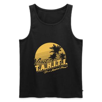 Tahiti. C’est un bouclier de lieu magique - Débardeur bio Premium Homme - noir - Devant - AI Model Male 178 light (178cm)