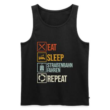 Straßenbahnfahrer Spruch Straßenbahn - Männer Premium Bio Tank Top - Schwarz - Vorne - Michal (187cm)