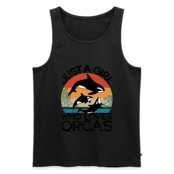 Juste une fille qui aime orcas - baleine d’épée Vintage - Débardeur bio Premium Homme - noir - Devant - AI Model Male 178 light (178cm)