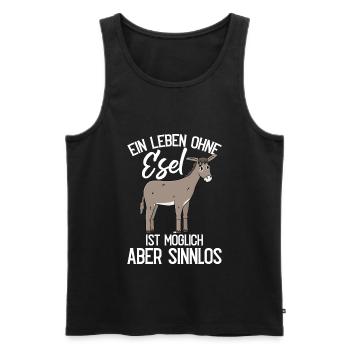 Lustiger Esel Spruch Bauernhof - Männer Premium Bio Tank Top - Schwarz - Vorne - Michal (187cm)