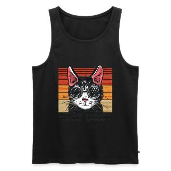Chat de style vintage - Chats Papa - Débardeur bio Premium Homme - noir - Devant - AI Model Male 178 light (178cm)