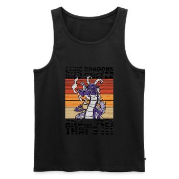 Ich mag Drachen und Kaffee - Drachen Illustration - Männer Premium Bio Tank Top - Schwarz - Vorne - AI Model Male 178 light (178cm)