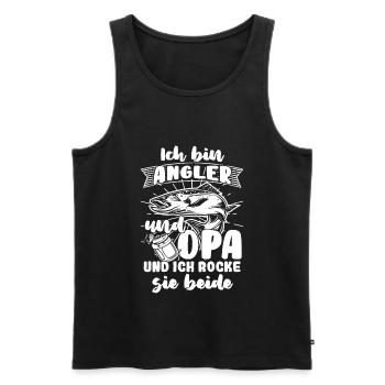 Angler und Opa Großvater Vatertag Fischen angeln - Männer Premium Bio Tank Top - Schwarz - Vorne - Michal (187cm)