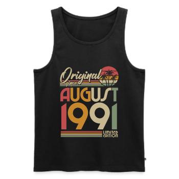 Millésime Août 1991 Rétro Vintage Anniversaire - Débardeur bio Premium Homme - noir - Devant - Michal (187cm)