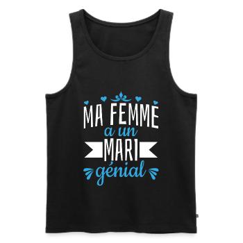 Ma Femme a un Mari génial Jour de mariage marié - Männer Premium Bio Tank Top - Schwarz - Vorne - Michal (187cm)