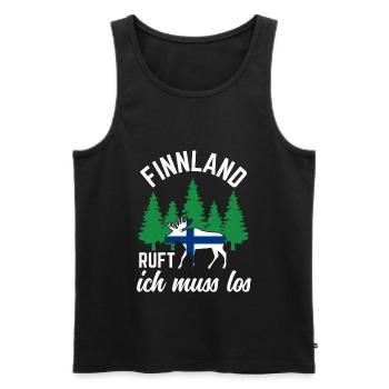 Finnland ruft Flagge Skandinavien Elch - Männer Premium Bio Tank Top - Schwarz - Vorne - Michal (187cm)