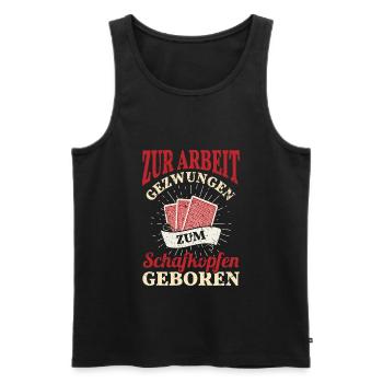 Zum Schafkopfen geboren Kartenspiel Schafkopf - Männer Premium Bio Tank Top - Schwarz - Vorne - Michal (187cm)