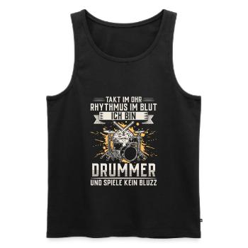 Lustiger Schlagzeug Spruch Schlagzeuger Drummer - Männer Premium Bio Tank Top - Schwarz - Vorne - AI Model Male 178 light (178cm)