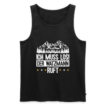 Der Watzmann ruft Berchtesgaden Wandern - Männer Premium Bio Tank Top - Schwarz - Vorne - Michal (187cm)
