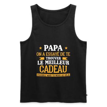 Papa Fête des pères Idée cadeau Meilleur père du - Männer Premium Bio Tank Top - Schwarz - Vorne - Michal (187cm)