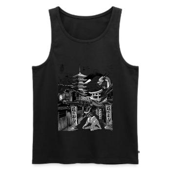 Japanische Straße mit Drache - Männer Premium Bio Tank Top - Schwarz - Vorne - AI Model Male 178 light (178cm)