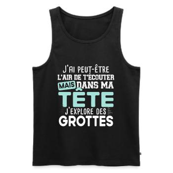 Spéléologue Spéléologie Chercheur Explorer Humour - Débardeur bio Premium Homme - noir - Devant - Michal (187cm)