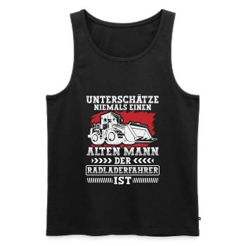 Radladerfahrer unterschätze niemals Radlader - Männer Premium Bio Tank Top - Schwarz - Vorne - Michal (187cm)