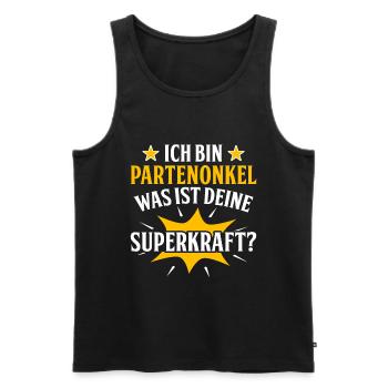Patenonkel was ist deine Superkraft Taufpate - Männer Premium Bio Tank Top - Schwarz - Vorne - Michal (187cm)