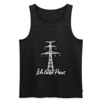 Paris Eiffelturm Strommast Elektriker Satire Liebe - Männer Premium Bio Tank Top - Schwarz - Vorne - AI Model Male 178 light (178cm)