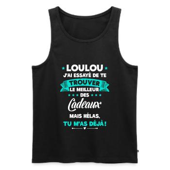 Loulou Cadeau Pour Couple - Débardeur bio Premium Homme - noir - Devant - AI Model Male 178 light (178cm)