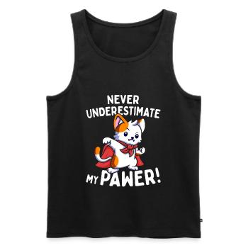Katzen Never Underestimate My Pawer Wortspiel Cat - Männer Premium Bio Tank Top - Schwarz - Vorne - AI Model Male 178 light (178cm)