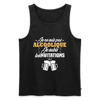 Je ne suis pas alcoolique je subis les invitations - Débardeur bio Premium Homme - noir - Devant - Michal (187cm)