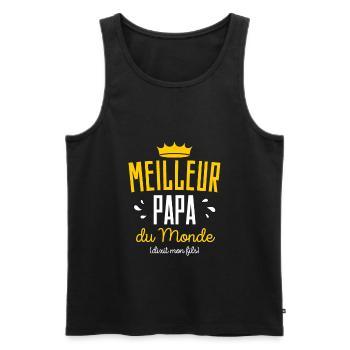 Cadeau Meilleur Papa Noel Anniversaire - Débardeur bio Premium Homme - noir - Devant - AI Model Male 178 light (178cm)