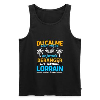 Cadeau Humour Homme Retraité Lorrain - Débardeur bio Premium Homme - noir - Devant - Michal (187cm)