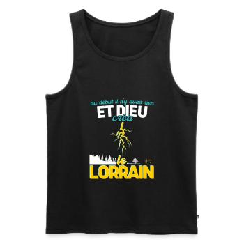 Cadeau Humour Homme Lorrain Noel Anniversaire - Débardeur bio Premium Homme - noir - Devant - AI Model Male 178 light (178cm)