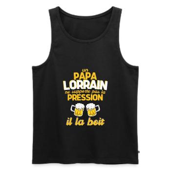 cadeau pour un papa lorrain noel anniversaire - Débardeur bio Premium Homme - noir - Devant - Michal (187cm)