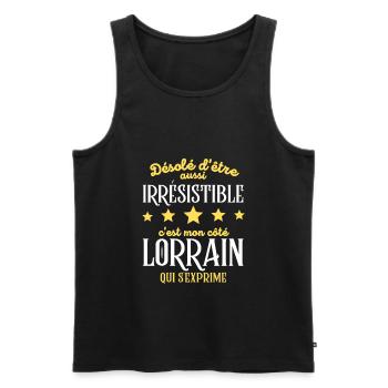 Cadeau Humour Homme Lorrain Noel Anniversaire - Débardeur bio Premium Homme - noir - Devant - Michal (187cm)