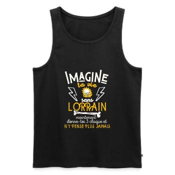 Cadeau Humour Homme Lorrain Noel Anniversaire - Débardeur bio Premium Homme - noir - Devant - AI Model Male 178 light (178cm)
