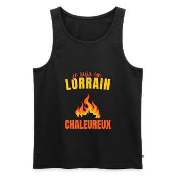 Cadeau Humour Homme Lorrain Chaleureux - Débardeur bio Premium Homme - noir - Devant - Michal (187cm)