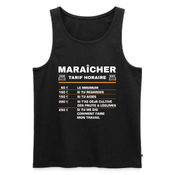 Maraîcher Tarif Horaire - Débardeur bio Premium Homme - noir - Devant - AI Model Male 178 light (178cm)