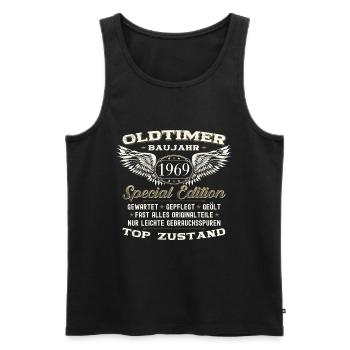 54th Birthday Man Oldtimer August Vintage 1969 - Men's Premium Organic Tank Top - black - Front - Michal (187cm)