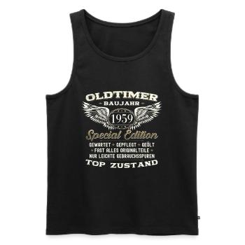 64th Birthday Man Oldtimer August Year 1959 - Men's Premium Organic Tank Top - black - Front - Michal (187cm)