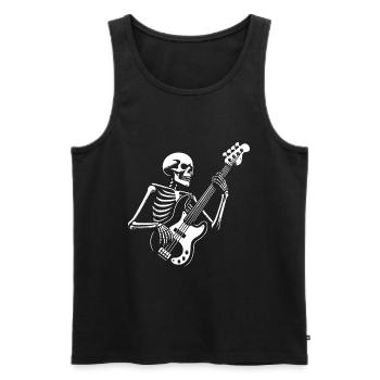 Squelette avec guitare basse. Conception de basses cool - Débardeur bio Premium Homme - noir - Devant - Michal (187cm)