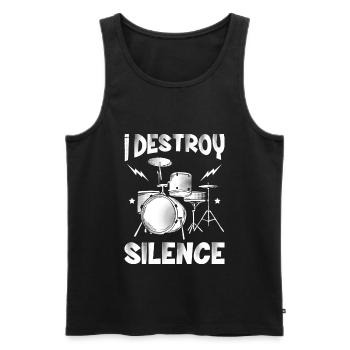 Drum Drummer I Destroy Silence Rock Schlagzeug - Männer Premium Bio Tank Top - Schwarz - Vorne - AI Model Male 178 light (178cm)