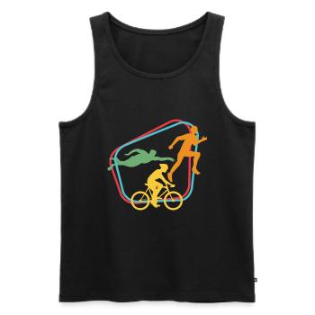 Triathlon - Männer Premium Bio Tank Top - Schwarz - Vorne - AI Model Male 178 light (178cm)