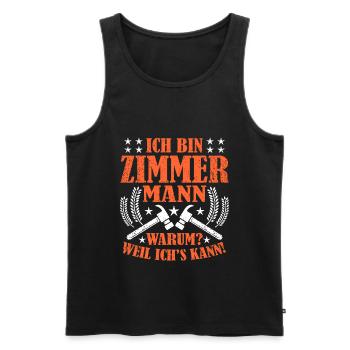 Zimmermann - Männer Premium Bio Tank Top - Schwarz - Vorne - AI Model Male 178 light (178cm)