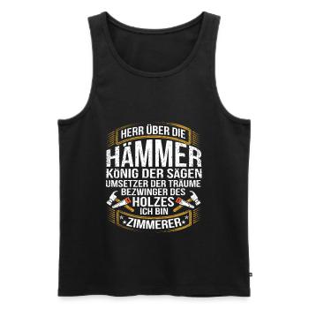 Zimmermann - Männer Premium Bio Tank Top - Schwarz - Vorne - AI Model Male 178 light (178cm)