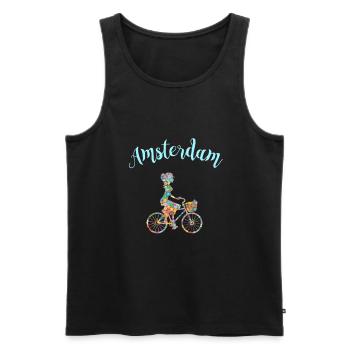 Amsterdam T-Shirt Bicycle Souvenir Gift - Men's Premium Organic Tank Top - black - Front - Michal (187cm)