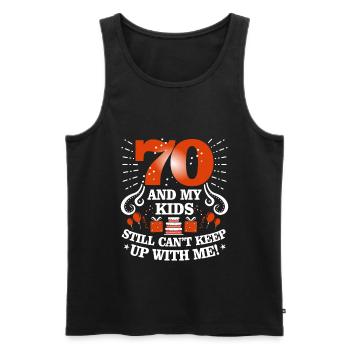 70th Birthday - Men's Premium Organic Tank Top - black - Front - AI Model Male 178 light (178cm)