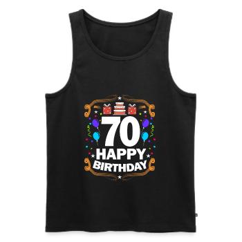 70th Birthday - Men's Premium Organic Tank Top - black - Front - AI Model Male 178 light (178cm)
