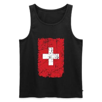 Switzerland - Men's Premium Organic Tank Top - black - Front - AI Model Male 178 light (178cm)