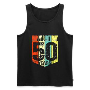 50ème anniversaire - Débardeur bio Premium Homme - noir - Devant - Michal (187cm)