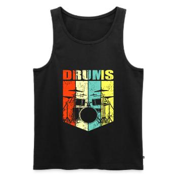 Schlagzeug Schlagzeuger Drummer Geschenk - Männer Premium Bio Tank Top - Schwarz - Vorne - Michal (187cm)