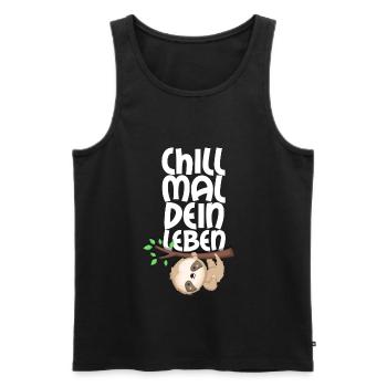 Faultier - Männer Premium Bio Tank Top - Schwarz - Vorne - Michal (187cm)