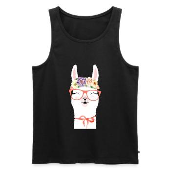 Lama - Männer Premium Bio Tank Top - Schwarz - Vorne - Michal (187cm)