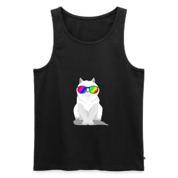 Chat lgbt - Débardeur bio Premium Homme - noir - Devant - Michal (187cm)