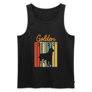 Golden retrievers - Débardeur bio Premium Homme - noir - Devant - AI Model Male 178 light (178cm)